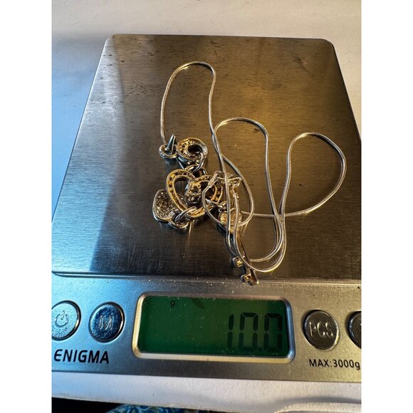 Sterling Silver 925 Heart Key Pendant Necklace with Sparkling Stones 18" - Picture 11 of 11